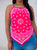 WT-001 Women's Bandana Halter Neck Top, Plus Sizes, Dark Pink