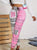KT-001 Women’s Plus-Size Paisley Joggers, Pink/White