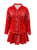 (2 Piece Outfit) Women’s Paisley Long-Sleeve Blouse and Skirt, Red