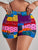 Women’s Colorful Patch Block Paisley Shorts, Multi-Color