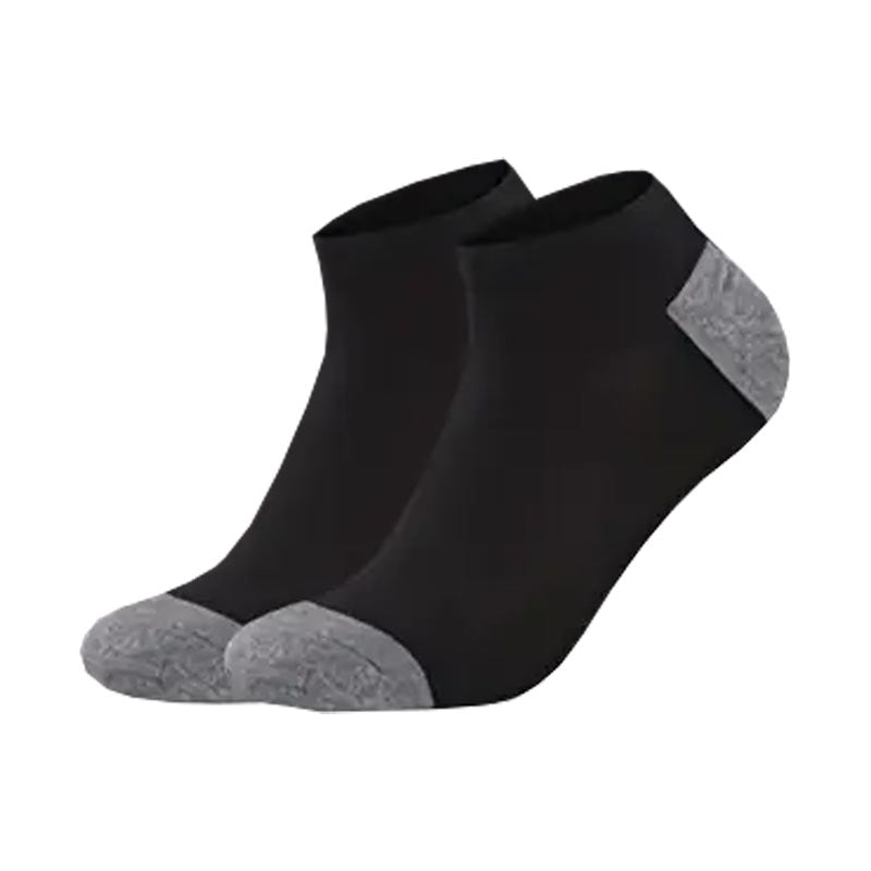 (1 Pair) Breathable Black Socks With Grey Accents