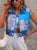 Women's Paisley Zipper Vest, Blue