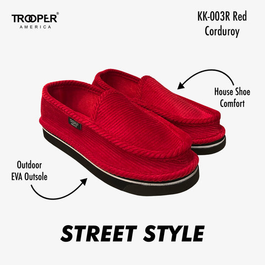 KK-003R Red Corduroy Street Style - SKATEBOARDING SLIP-ON SHOE