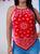WT-001 Women's Bandana Halter Neck Top, Plus Sizes, Red