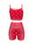 (Two-Piece Set) Women’s Paisley Cami Top and Fitness Shorts, Red