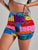 Women’s Colorful Patch Block Paisley Shorts, Multi-Color