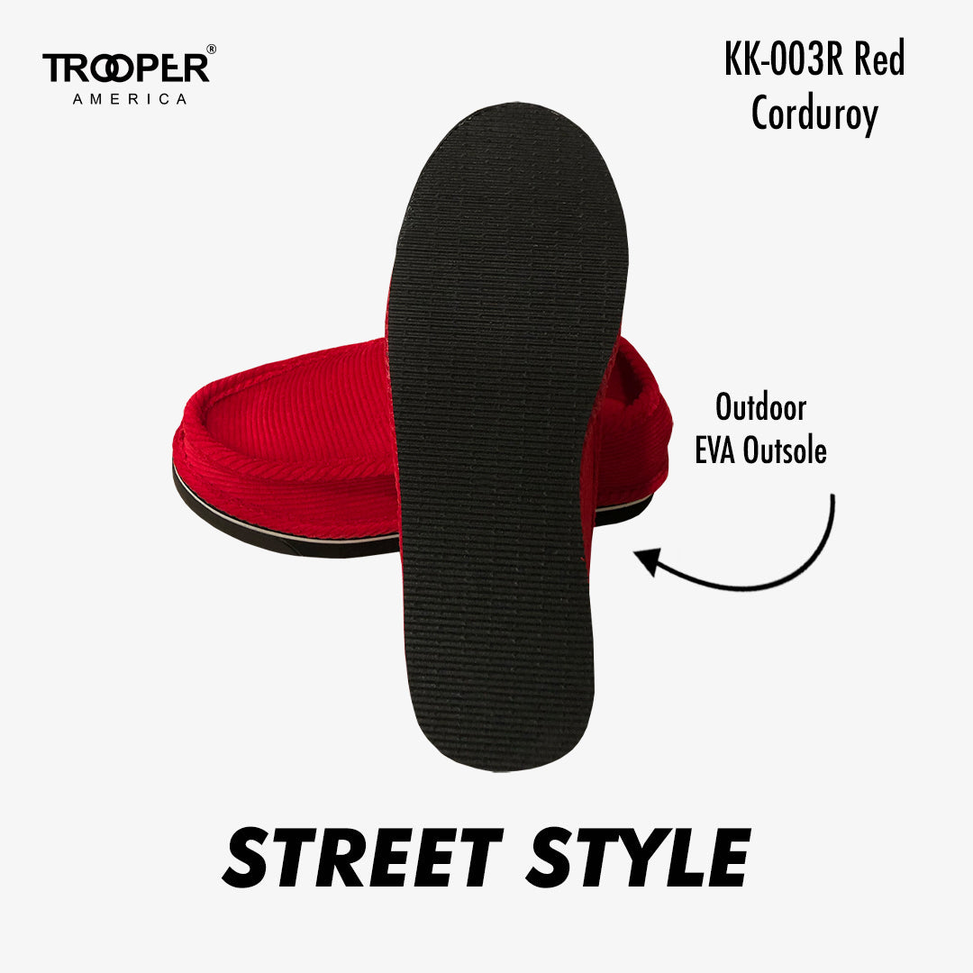 KK-003R Red Corduroy Street Style - Southern California SKATEBOARDING SLIP-ON SHOE 🌴🛹🤙