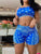 (Two-Piece Set) Women’s Paisley Cami Top and Fitness Shorts, Blue