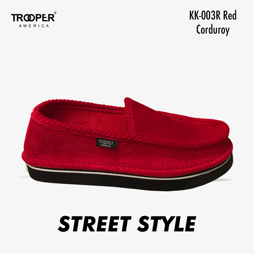 KK-003R Red Corduroy Street Style - Southern California SKATEBOARDING SLIP-ON SHOE 🌴🛹🤙