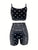 (Two-Piece Set) Women’s Paisley Cami Top and Fitness Shorts, Black