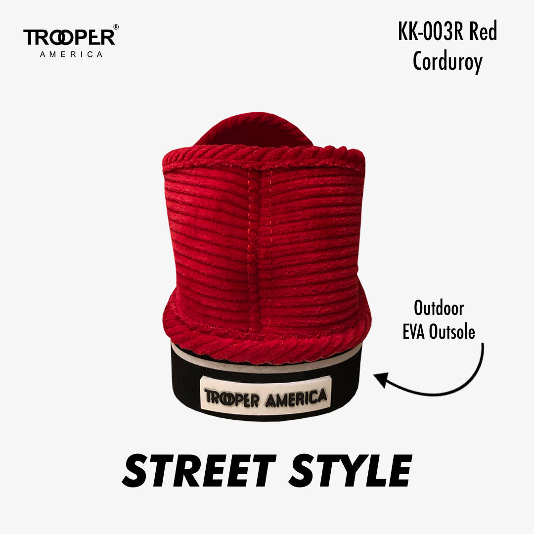 KK-003R Red Corduroy Street Style - Southern California SKATEBOARDING SLIP-ON SHOE 🌴🛹🤙
