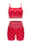 (Two-Piece Set) Women’s Paisley Cami Top and Fitness Shorts, Red