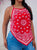 WT-001 Women's Bandana Halter Neck Top, Plus Sizes, Red