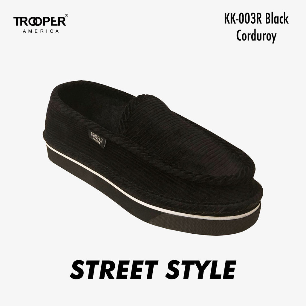 KK-003R Black Corduroy Street Style - Southern California SKATEBOARDING SLIP-ON SHOE 🌴🛹🤙