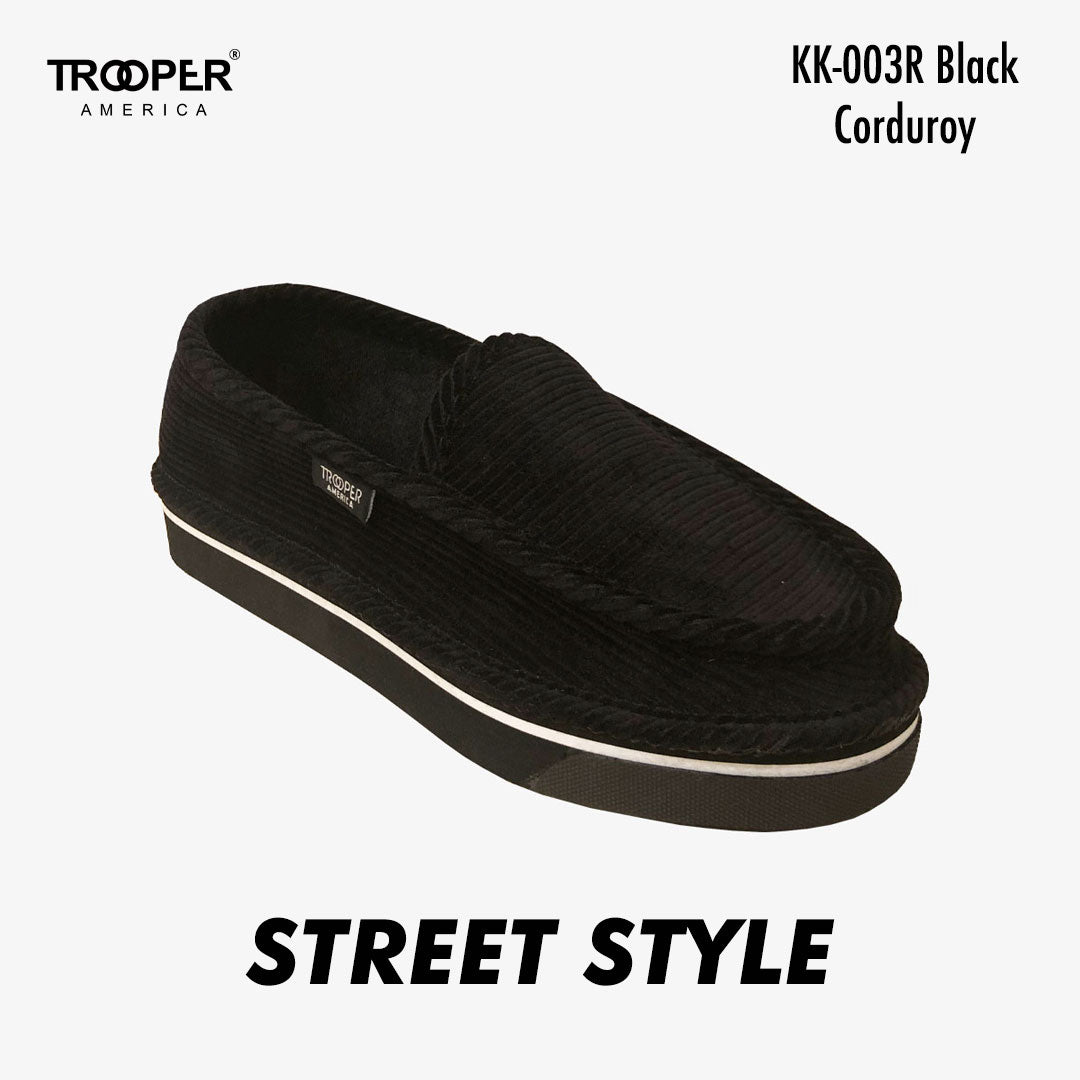KK-003R Black Corduroy Street Style - Southern California SKATEBOARDING SLIP-ON SHOE 🌴🛹🤙