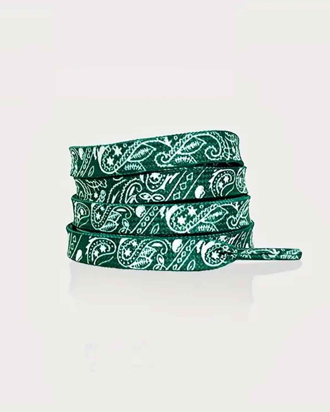 Bandana Paisley Shoe Laces 47-inch, Dark Green/White (1 Pair)