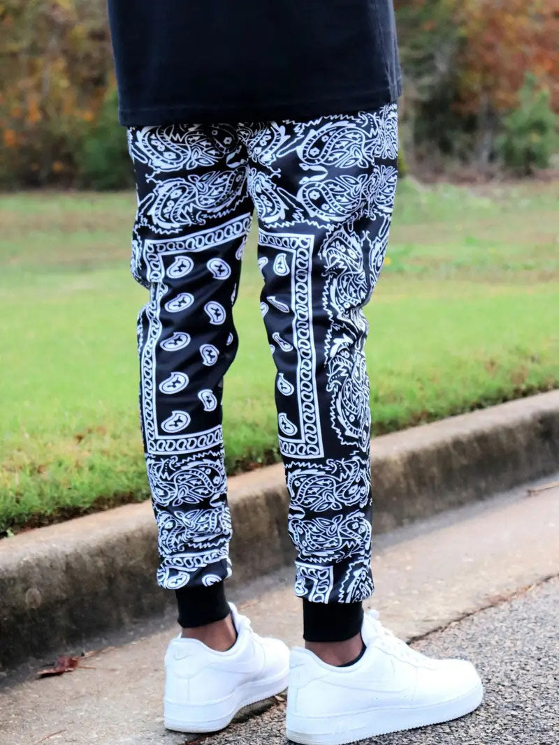 Black bandana joggers sales