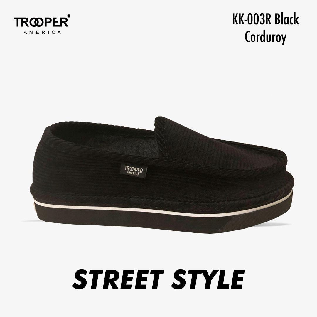 KK-003R Black Corduroy Street Style - Southern California SKATEBOARDING SLIP-ON SHOE 🌴🛹🤙