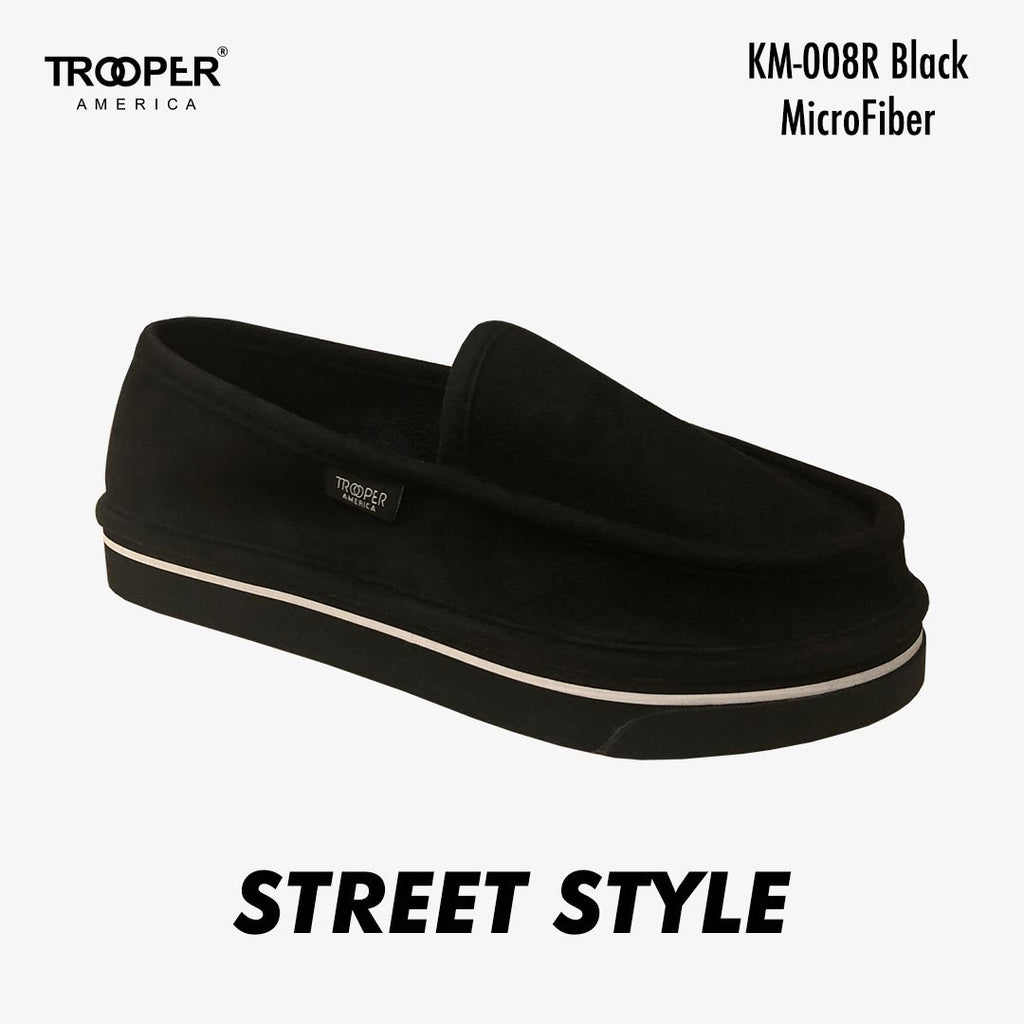KM-008R Black MicroFiber Street Style - Southern California SKATEBOARDING SLIP-ON SHOE 🌴🛹🤙