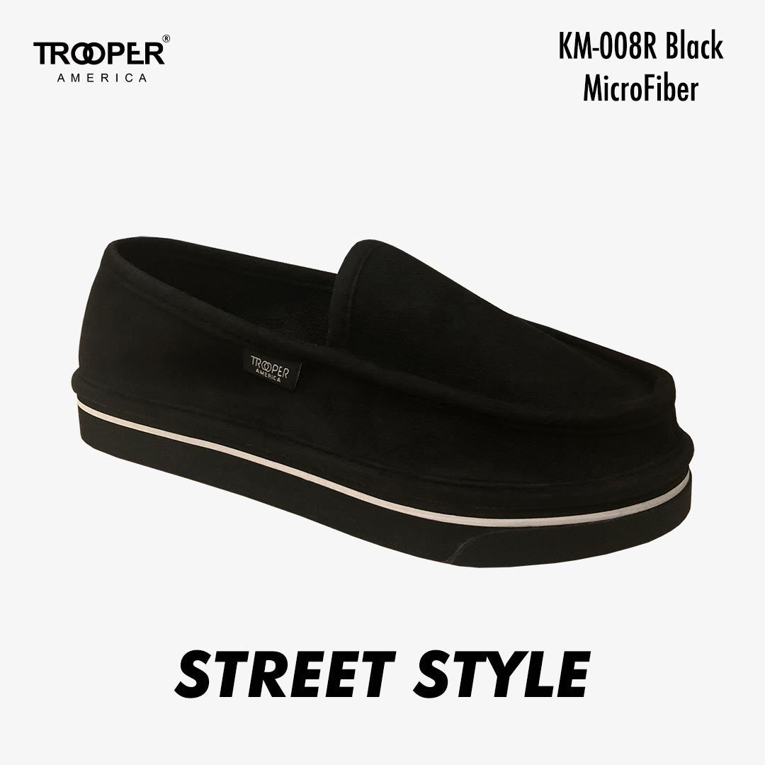 KM-008R Black MicroFiber Street Style - Southern California SKATEBOARDING SLIP-ON SHOE 🌴🛹🤙