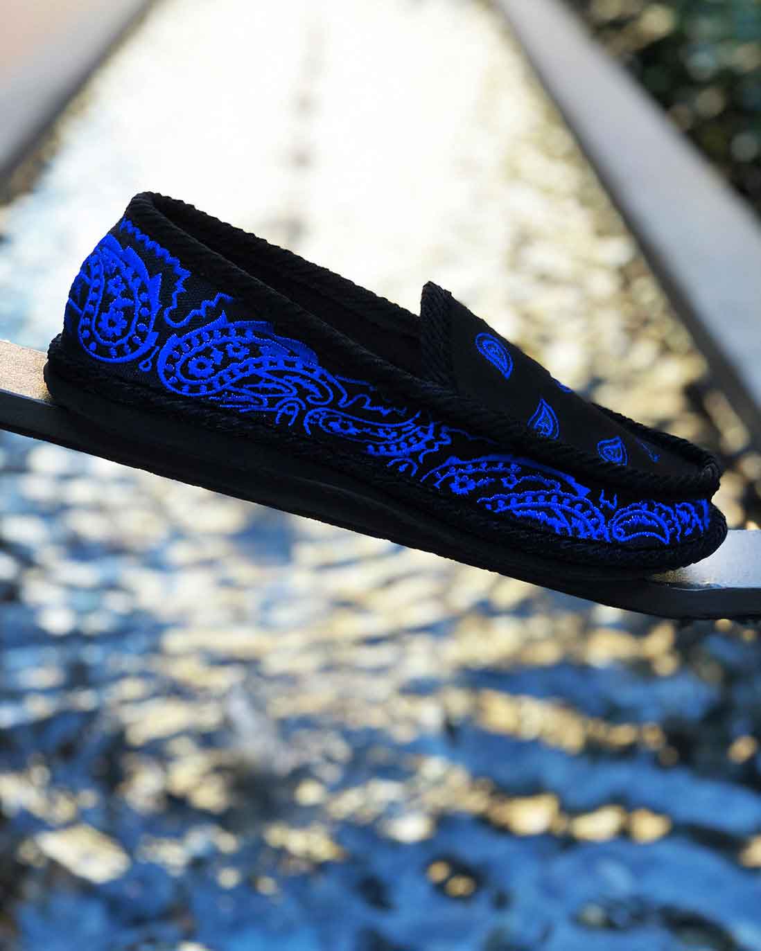 Trooper America Royal Blue Embroidered Bandana Paisley Comfy Shoe